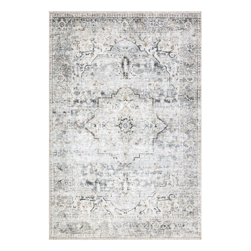 Washable Non-Slip Traditional Rug for Entryway, Hallway, Bathroom, and Kitchen, Rectangle 4' x 6'