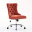 Chaise de bureau beige moderne en velours, réglable et pivotante, avec boutons fabriqués à la main, garniture cloutée décorative, structure élastique triple, bureau pivotant de style américain recouvert de tissu doré, boutons-132960759-132960764