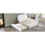 Lit double tapissier double avec lit gigogne blanc - Matériaux en bois massif, surface de sommeil confortable et tête de lit moelleuse essentielle-2103926107-2103926106