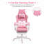 Fauteuil de jeu ergonomique à oreilles de chat rose avec similicuir en polyuréthane amovible Oreilles de chat 3D Paw Coussin lombaire repose-pieds rétractable inclinable de 90 à 155 degrés, pivotant sur 360 degrés, capacité de 310 lb-353617621-353617619
