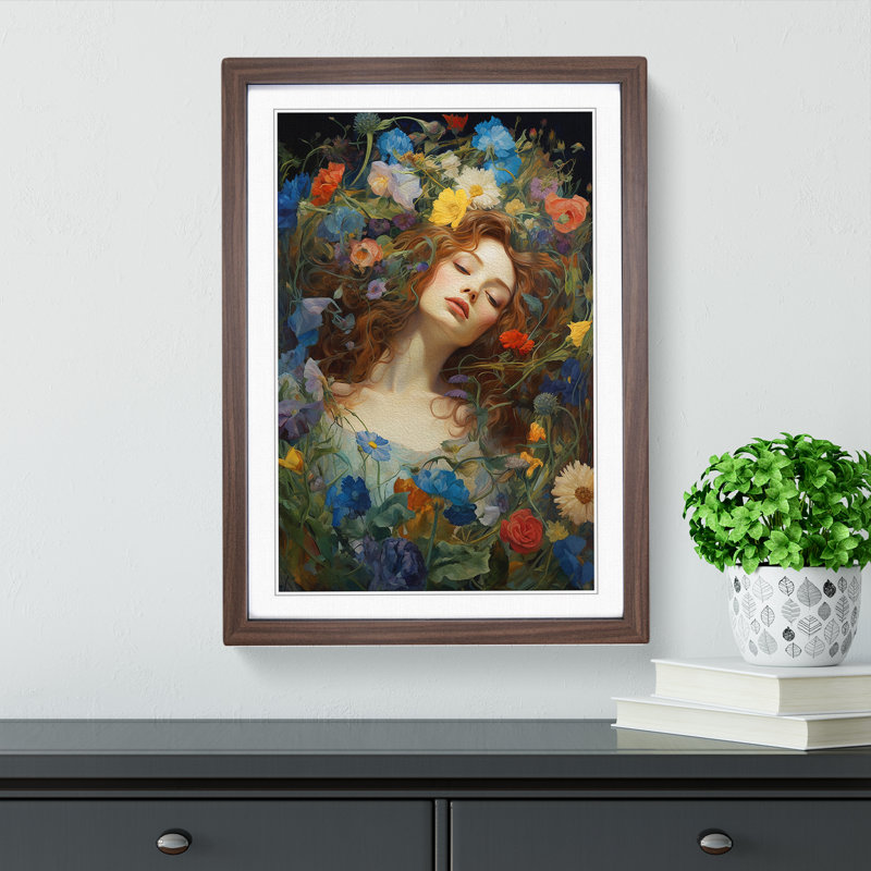 Wildflowers Renaissance - Framed Print, 34cm H x 25cm W x 2cm D, Walnut