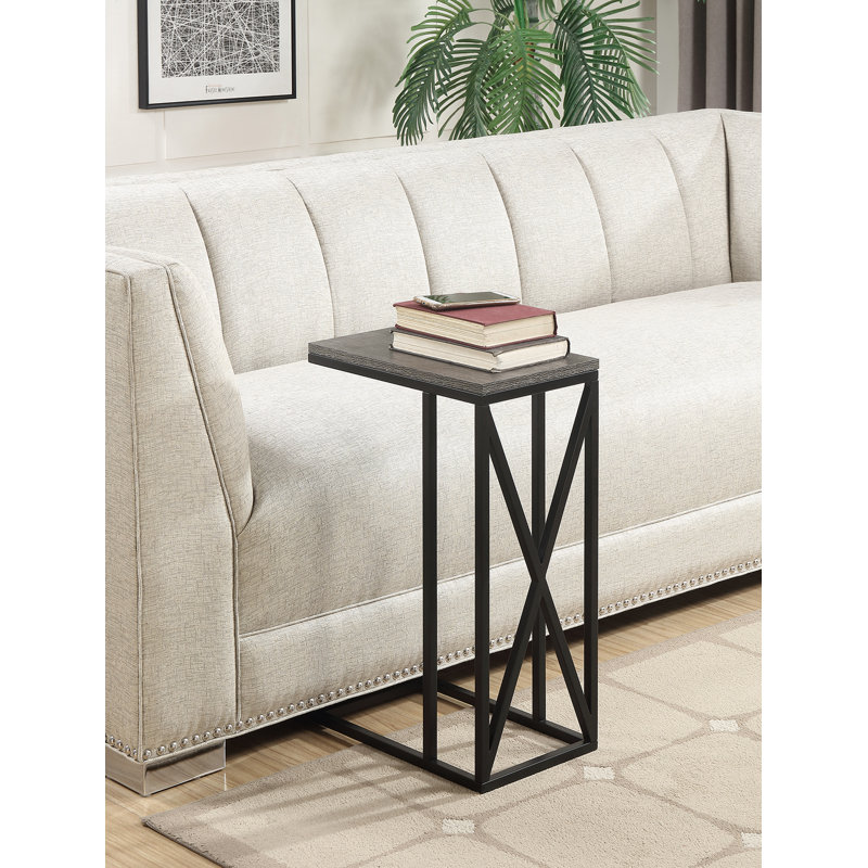 Adreauna 24.25'' Tall C End Table, Weathered Gray Top/Black Base