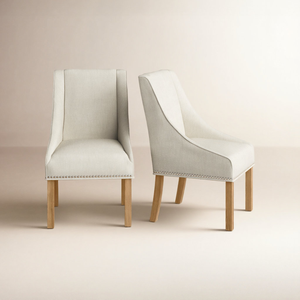 Sorrento Linen Dining Armchair, Beige, Weathered Oak