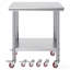Table de préparation en acier inoxydable avec roulettes 24 x 30 avec roulettes