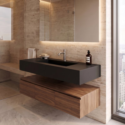 Boyter 48" Rectangular Wall Mount Bathroom Sink with Ramp Basin
