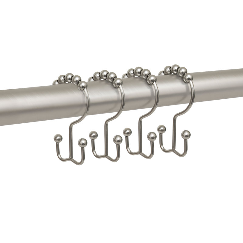 Nickel Finish Rust Resistant Double Shower Curtain Hooks Set of 12