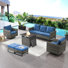 Ensemble de canapé d'extérieur 6 pièces Gymojoy, ensemble de mobilier de patio en osier avec table de foyer, osier en PE toutes saisons
