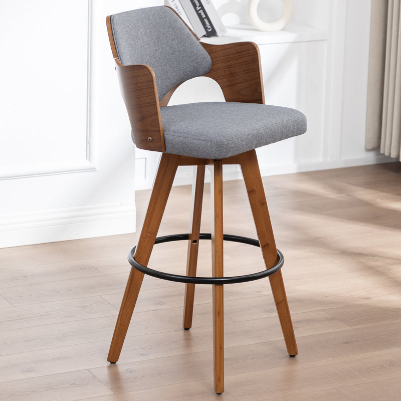 Swivel Upholstered and Faux Leather Bar Stool, Counter Stool (66cm  Seat Height)