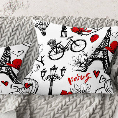 Paris Eiffel Hearts I Pillow