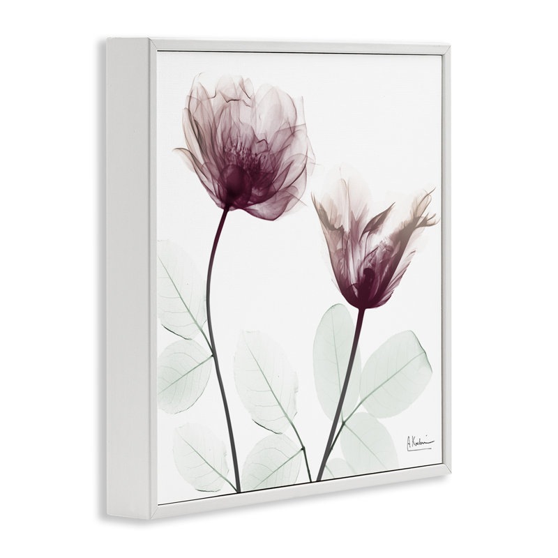 Giclée encadrée de fleurs translucides minimalistes, design par Albert Koetsier, H 17 po x l 17 po