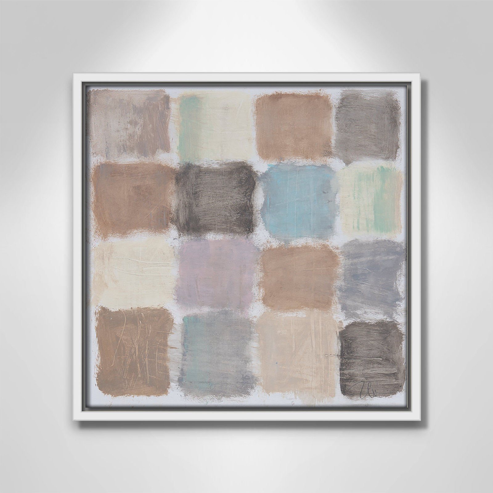 Veasey "Powder Room Reflections" Painting, 13.5" H x 13.5" W x 2" D, White