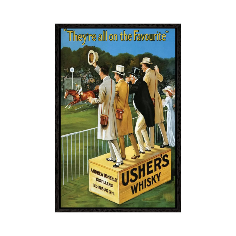 1911 Usher's Whisky - Print on Canvas, Black Framed, 66.04 cm H x 45.72 cm W