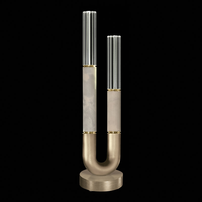 Antonia LED Table Lamp, Gold Leaf/Brass/Smoke
