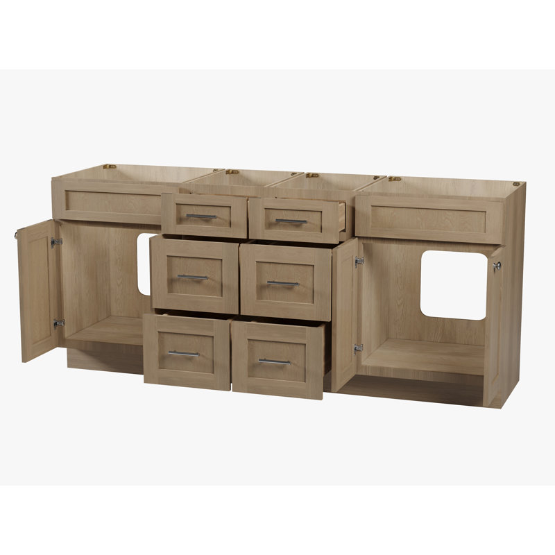 Disar 78'' Double Bathroom Vanity Base only in White, Natural Oak