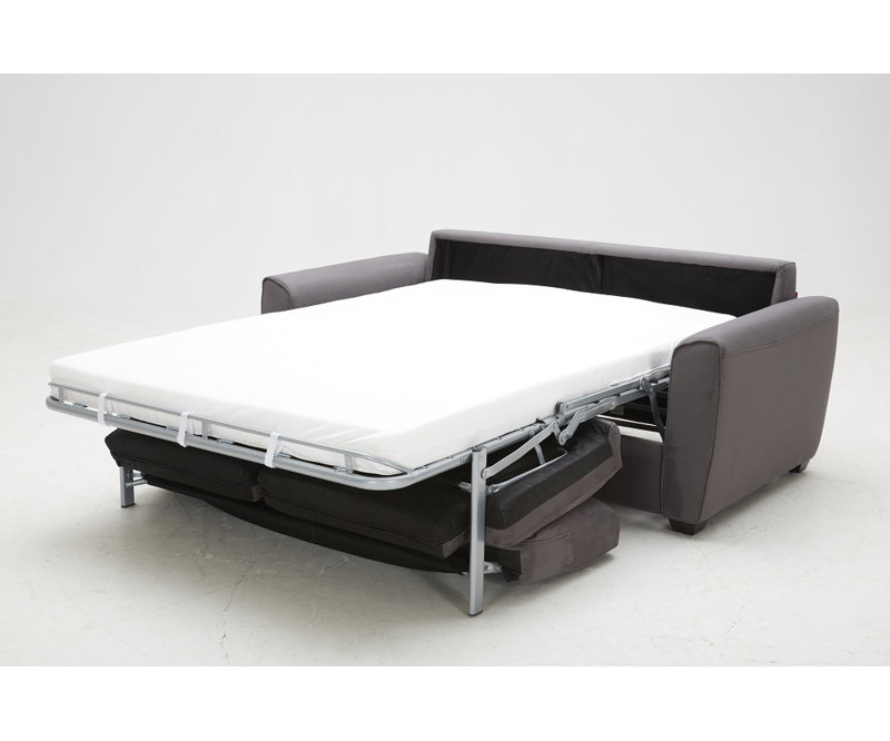 Azurine 74.8" Microfiber Round Arm Sofa Bed, Gray Microfiber