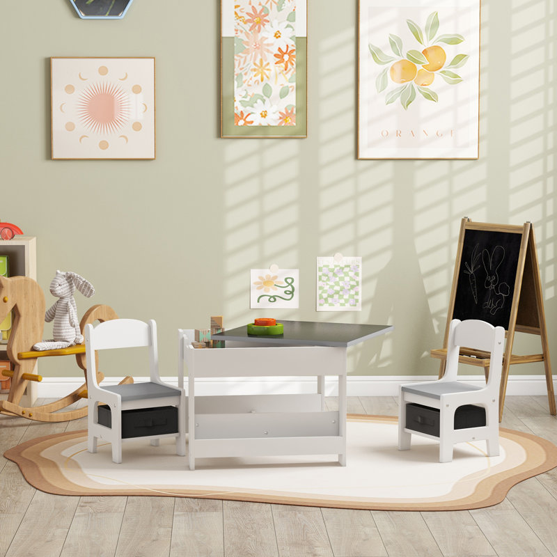 Ensemble 3 pièces de table et chaises pour enfants, Gris