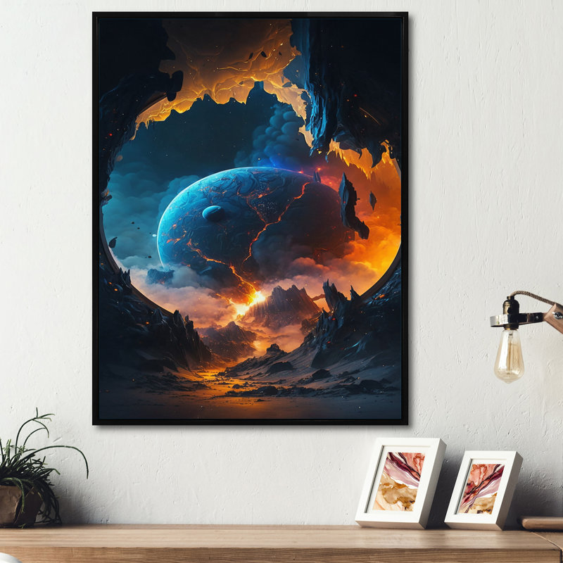 Planète fusion profonde I - reproduction sur toile, H 20 po x l 12 po x P 1 po, Toile avec cadre flottant noir
