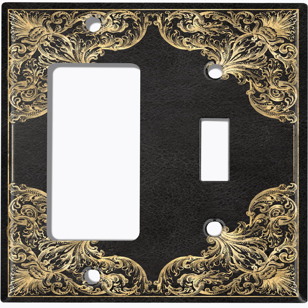 French Victorian Frame Black 3 Patterned 2 - Gang Standard Combination Wall Plate WorldAcc