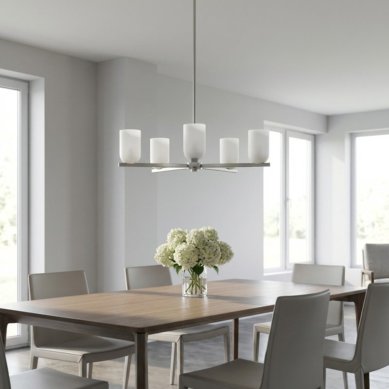 Lustre à cinq lumières, Oui, Nickel brossé