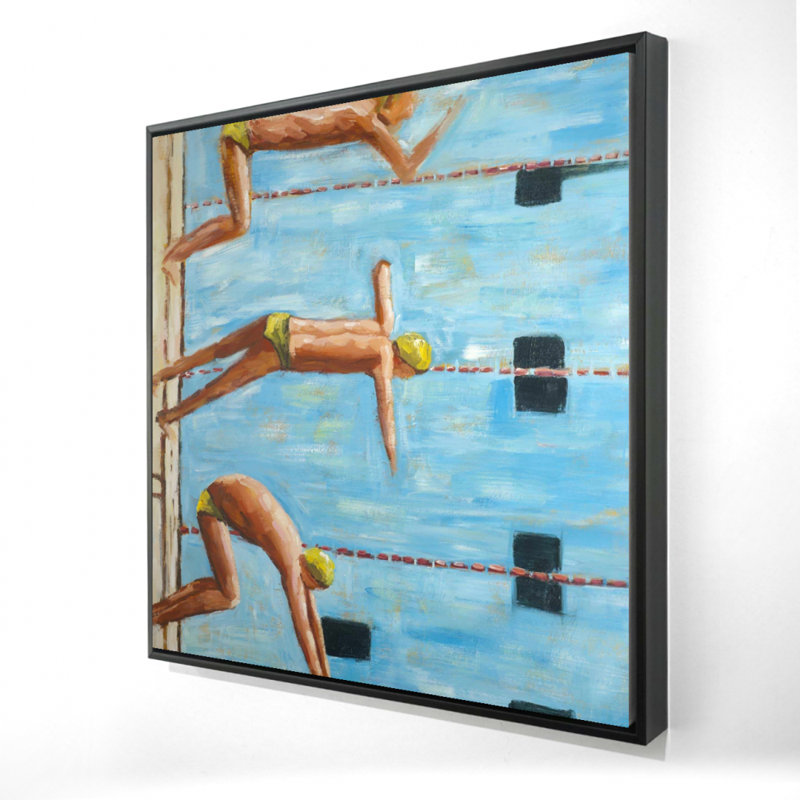 «Swimmers», toile encadrée bleue - «Man Cave Home Decor Art»