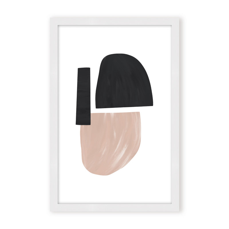 Black and Nude Abstract Shapes by Uplusmestudio - Picture Frame Painting on Paper, 24" H x 16" W x 1.125" D, Framed Print