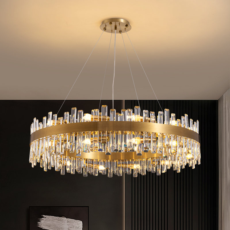 Lustre en cristal Marais, Doré, H 9,8 po x l 39,4 po x P 39,4 po