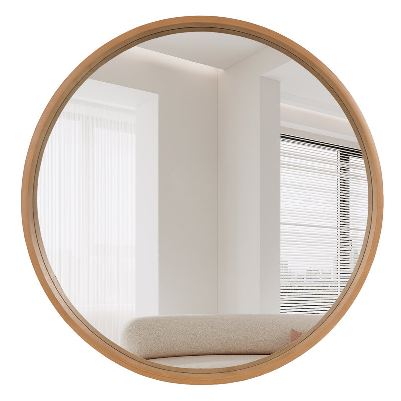 Karrina Accent Wood Round Mirror, 28" x 28", White