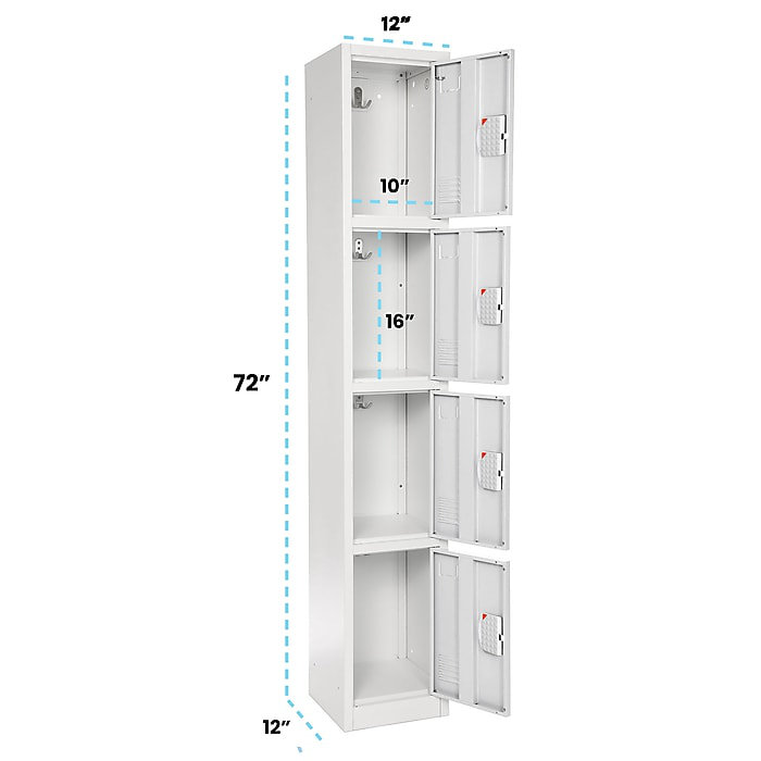 White 72" Steel 4-Tier Storage Locker with Digital Lock