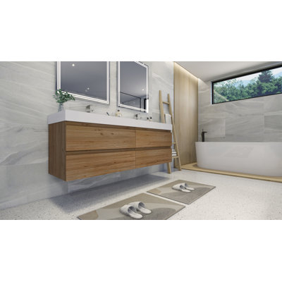 Mitul 70.75'' Double Bathroom Vanity with Acrylic Top