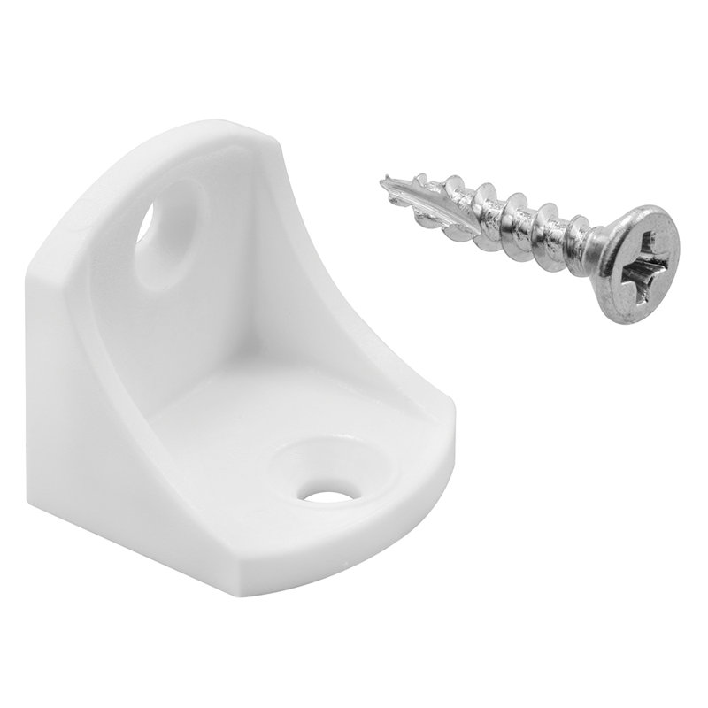 White Plastic L-Angle Shelf Bracing with Fasteners