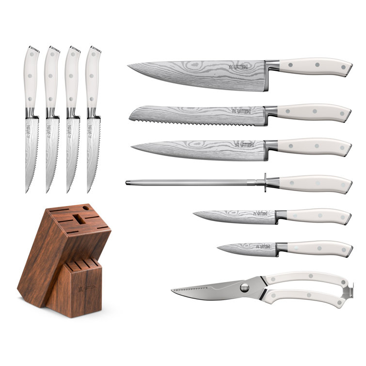 Yatoshi Knives 12 Piece High Carbon Stainless Steel Knife Block