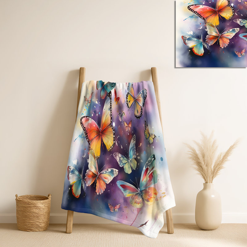 Papillons mauves dans l'air - Jeté papillon pour canapé
