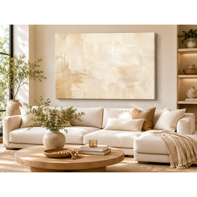Soft Ivory Drift - Neutral Abstract Giclee Print on Wrapped Canvas Wall Art