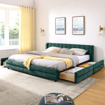 Très grande base de lit tapissier avec tissu épais