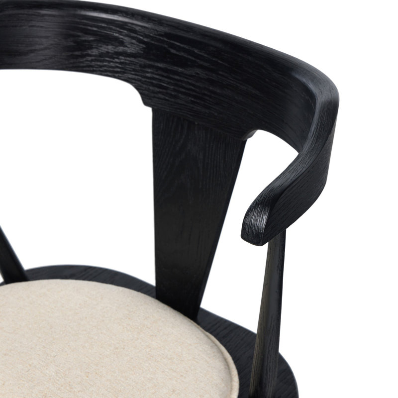 Garth Solid Wood Bar Stool, Bar Stool (29.94" Seat Height), Sandy Oak, Antwerp Natural/Linen Blend
