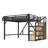 Queen Loft Bed with Storage Stairs, Shelves & Built-in Wardrobe, USB Ports & LED Lights, Noise-Reduced, Natural Wood-33810122-33810113