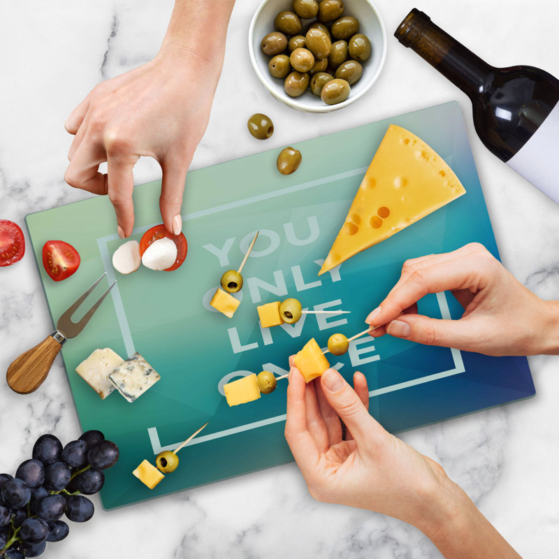 Ambesonne YOLO Cutting Board Large Size Typographic Message Design Multicolor