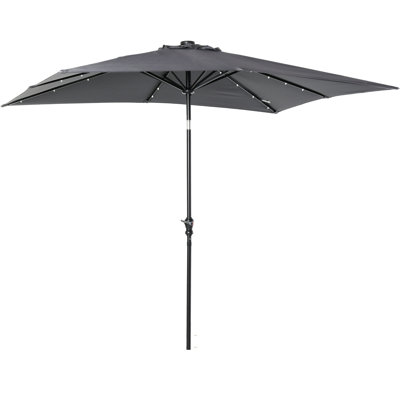 Solar Powered LED Lighted Patio Umbrella for Day and Night Outdoor Use, Easy Tilt and Crank Operation