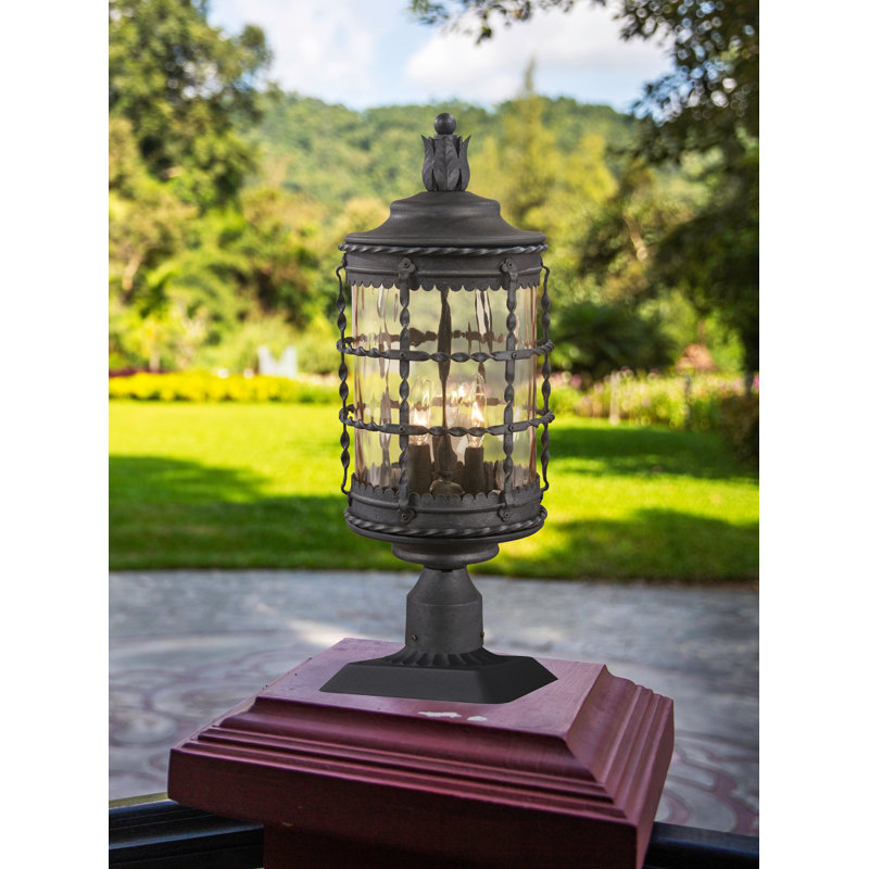 Tête de lanterne câblée à 1 lumière de 22,5 po Puccio, Noir thermolaqué à texture de fer espagnol