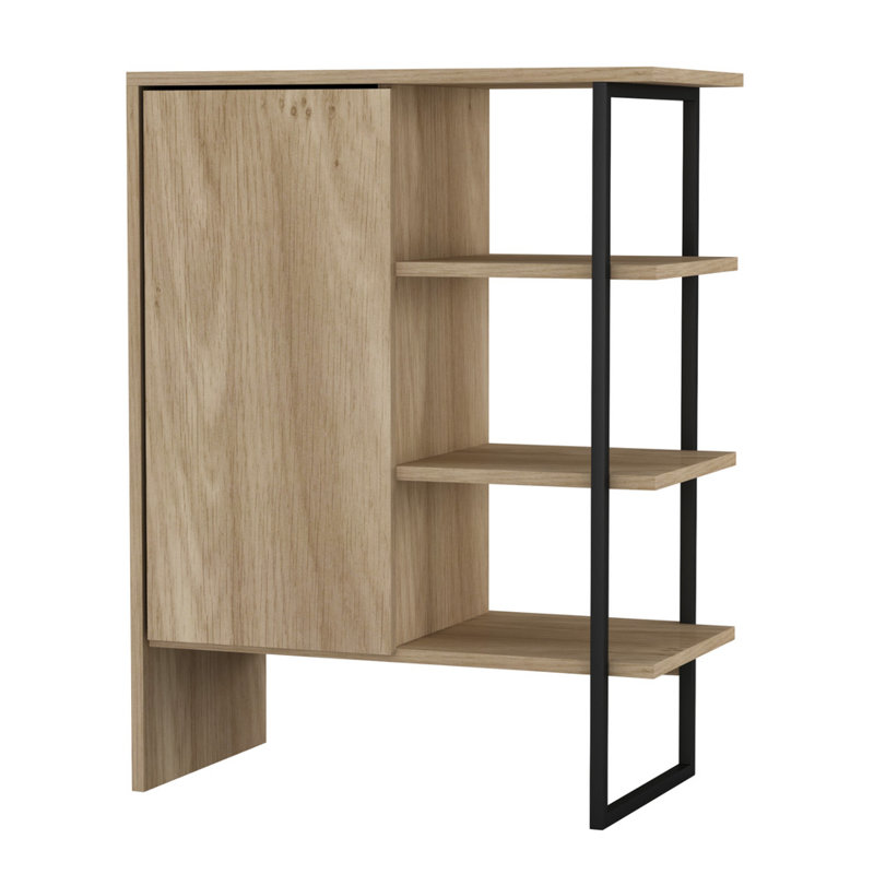 Rafaiel 79cm H x 60cm W Metal Bookcase, Oak