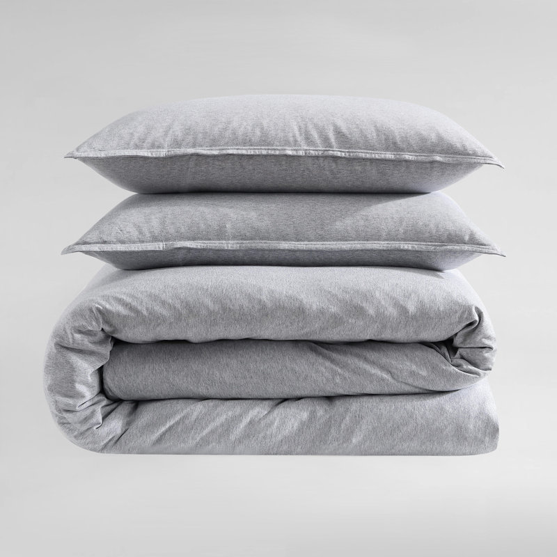 Calvin Klein Modern Cotton Melange Duvet Cover Set, Queen Duvet Cover +  2 Standard Shams, Gray/Blue
