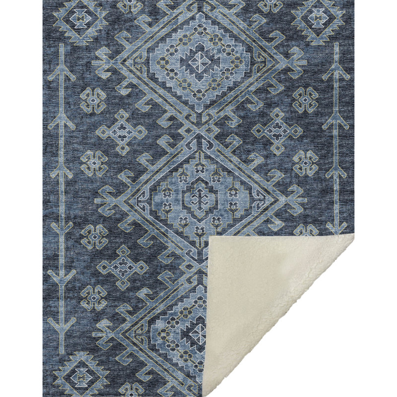 Jeté Sherpa Aztec Addison, Bleu