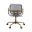 Chaise de bureau en cuir blanc antique - coussin épais et stable de 3 po, pivotant à 360 degrés, hauteur réglable, + gris, coussin optionnel, densité de la mousse D6,5, fabrication du siège