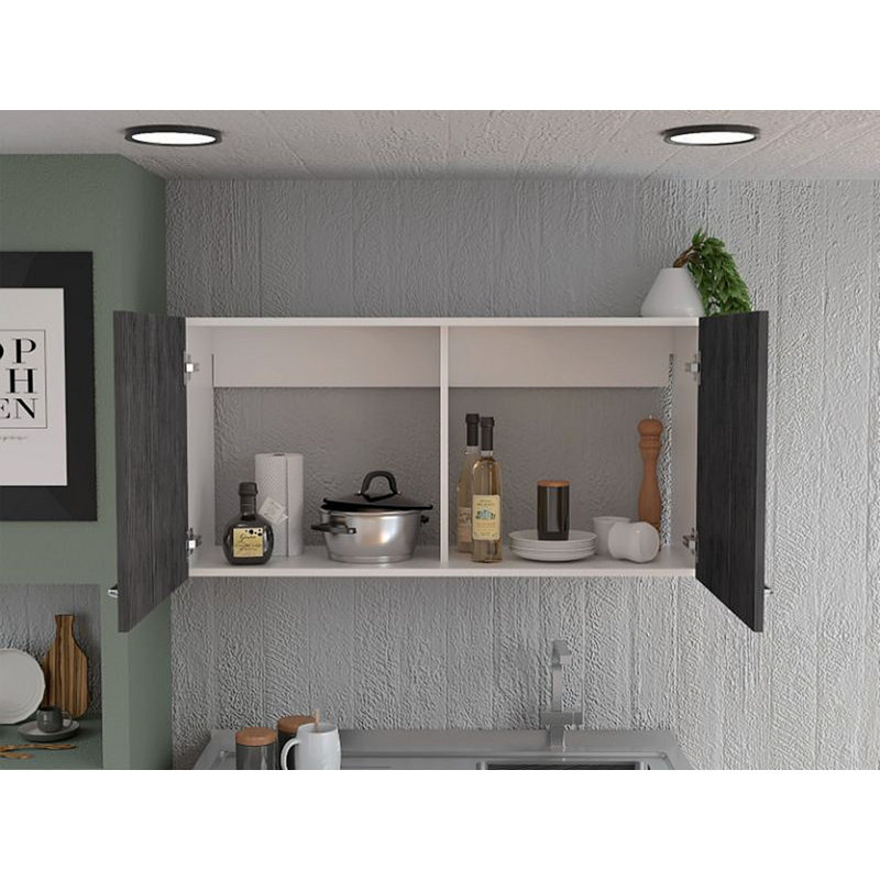 Armoire murale 2 portes 2 compartiments, Gris