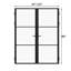 Porte-fenêtre double extérieure moderne à grille métallique noire, entièrement vitrée, pour maison-136841977