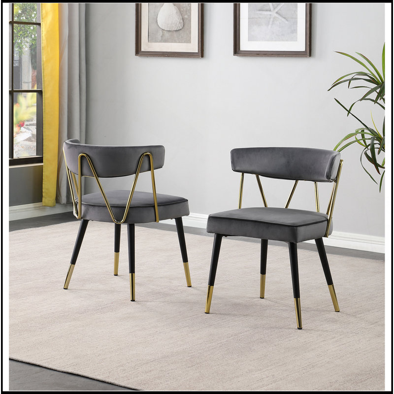 Chaise de salle à manger rembourrée Glam, Gris