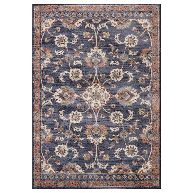 Tapis oriental brun / bleu Burck, Rectangle 5 pi 3 po x 7 pi 6 po