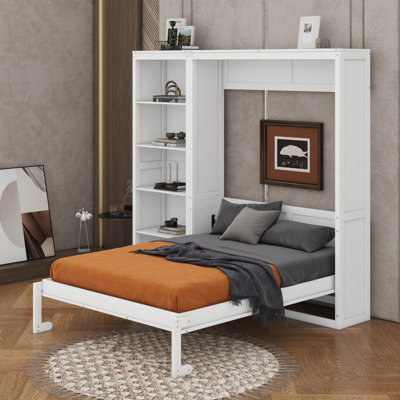 Grand lit escamotable avec tablettes