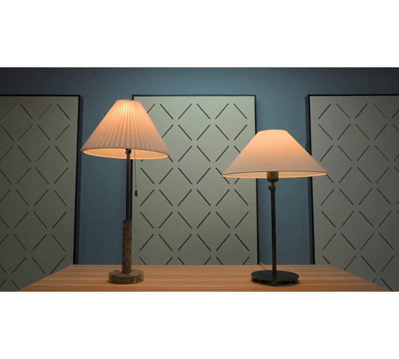 Encinal Chrome Finish Metal Table Lamp Set with White Drum Shade