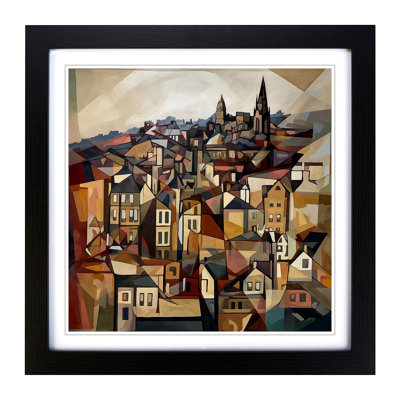 City Of Edinburgh Cubism No.3 - Single Picture Frame Print on Wood